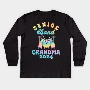 senior Band Grandma 2024 Funny grandma Kids Long Sleeve T-Shirt